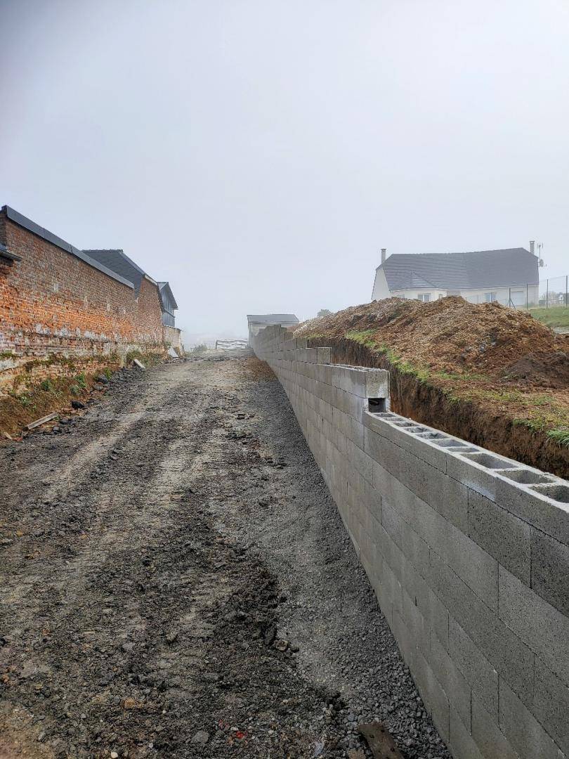 Mur soutènement terres Origny ste Benoîte 